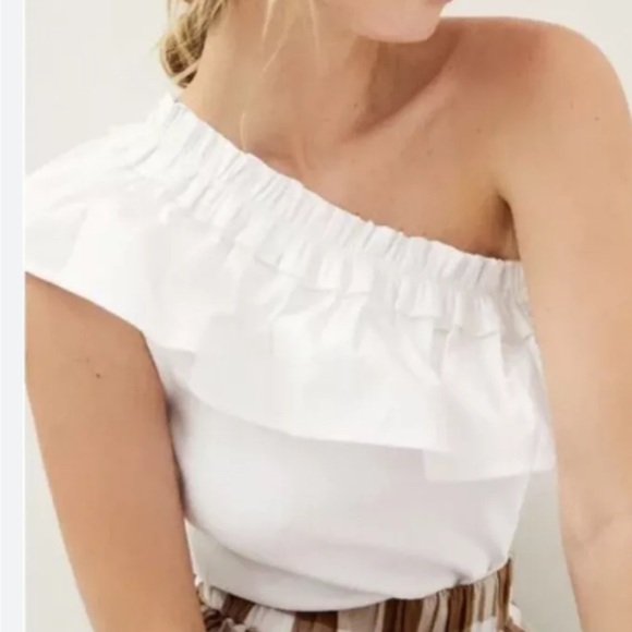 Anthropologie Porridge one-shoulder ruffled top. - Picture 2 of 5